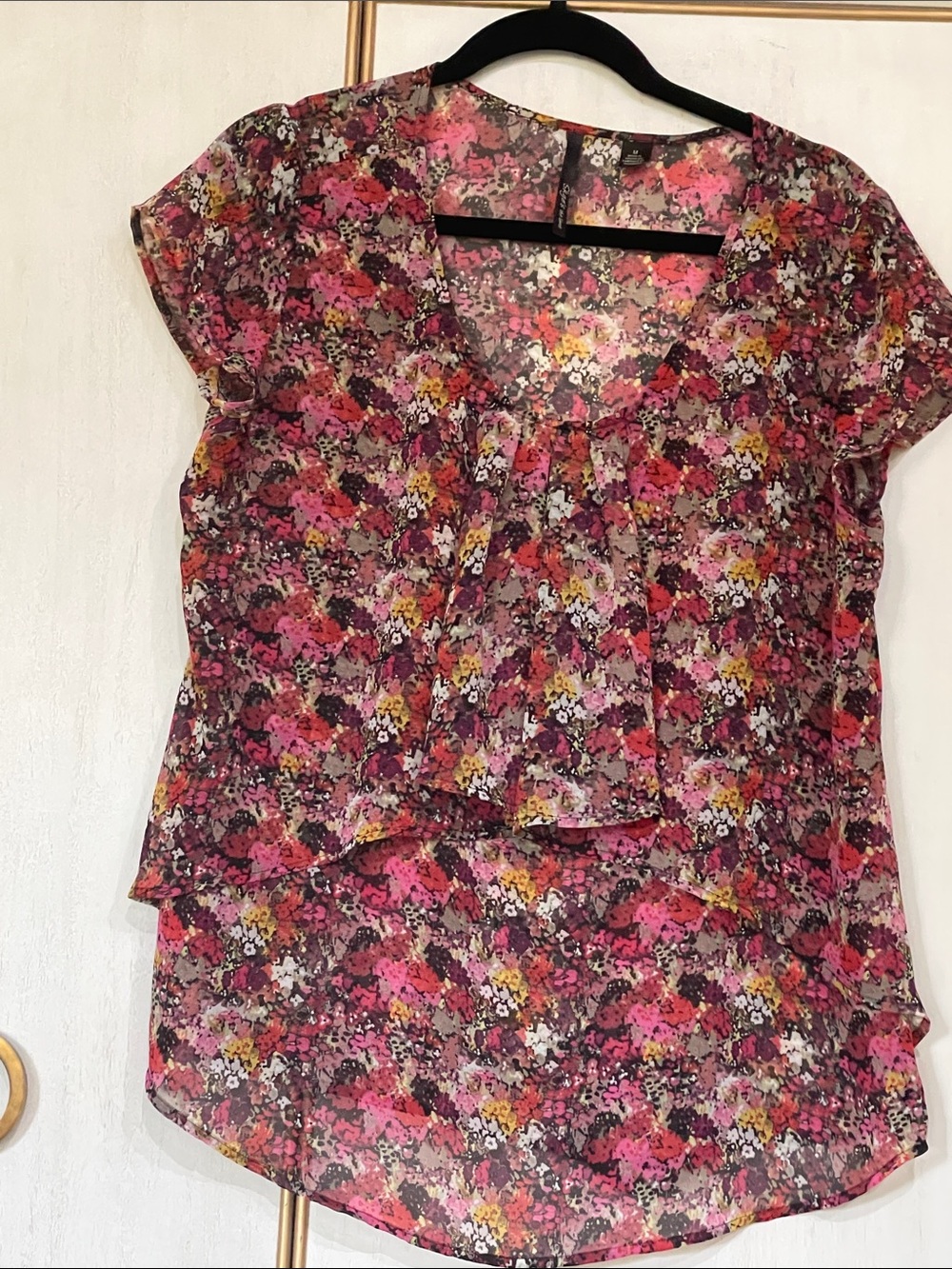 Lightweight Floral Layered Blouse - Pink Multi